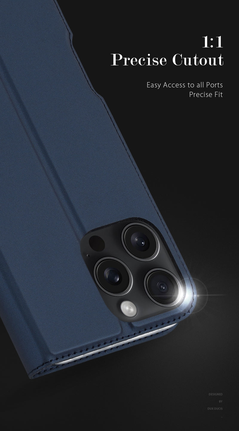 iPhone 16 Pro Magnetische Horizontal Flip Leder TPU + PU Hülle