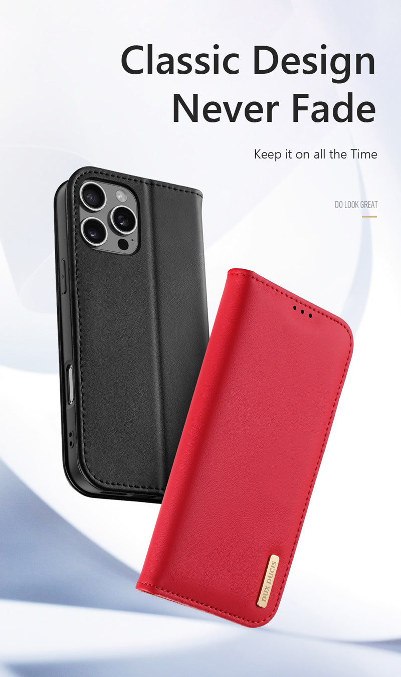 iPhone 16 Pro Max Flip Lederhülle Schwarz