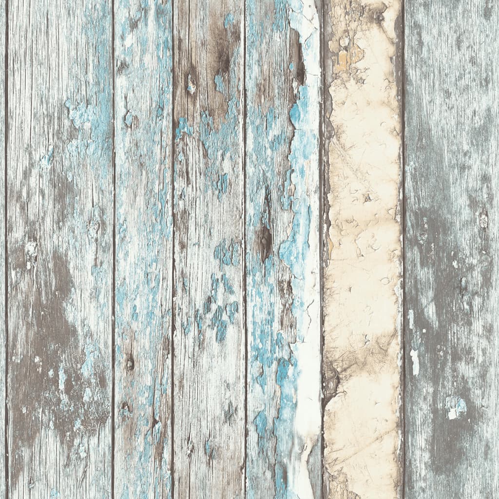Tapete Holz-Optik Blau PE10012