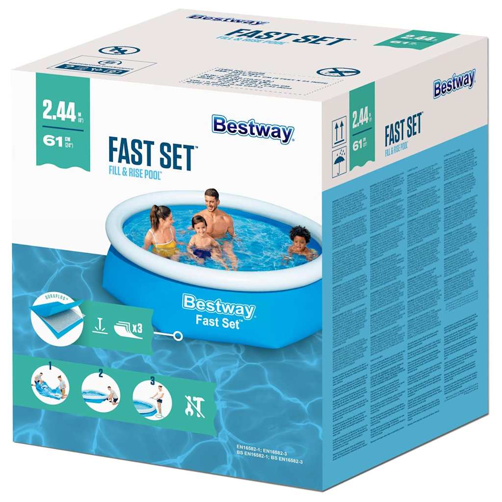 Fast Set Aufblasbarer Swimmingpool Rund 244x61 cm