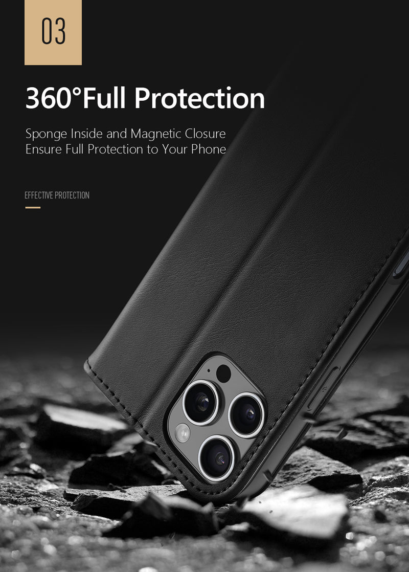 iPhone 16 Pro Max Flip Lederhülle Schwarz