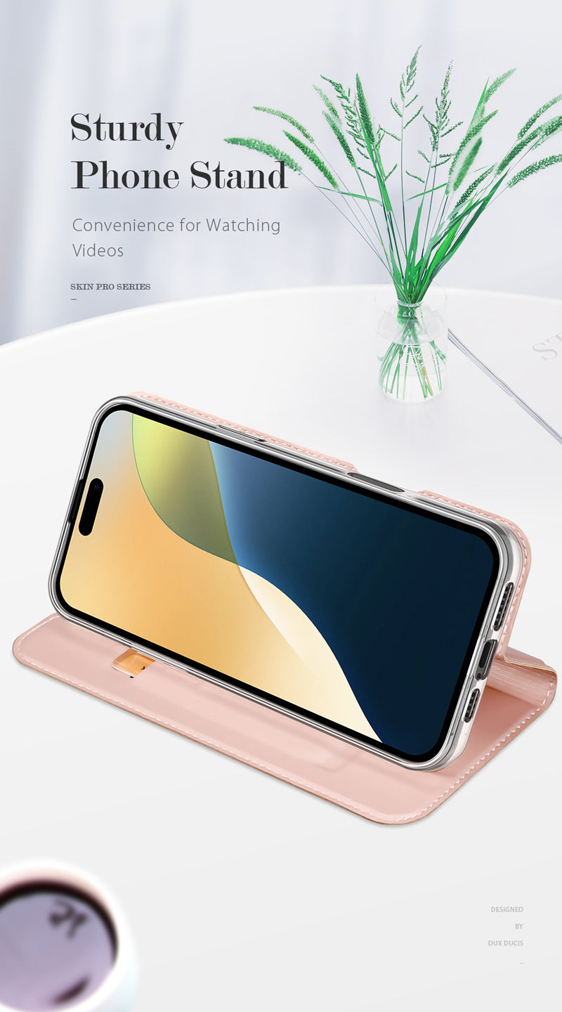 iPhone 16 Magnetische Flip Lederhülle