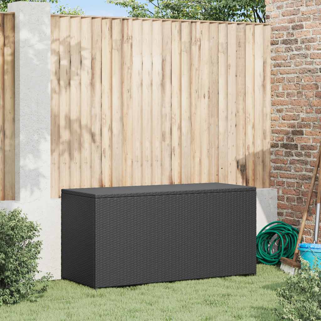 Havepudekasse Sort 120x50x60 cm Polyrattan