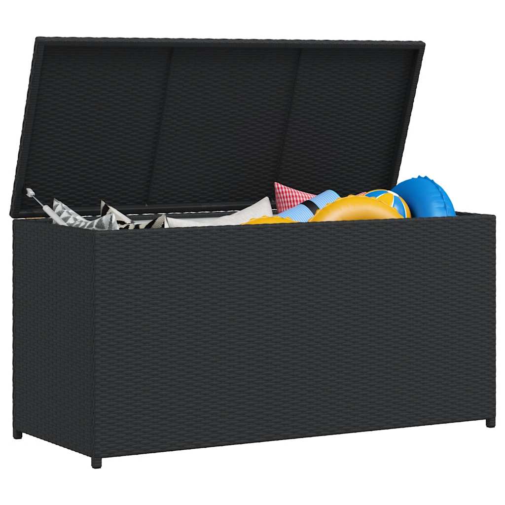 Havepudekasse Sort 120x50x60 cm Polyrattan