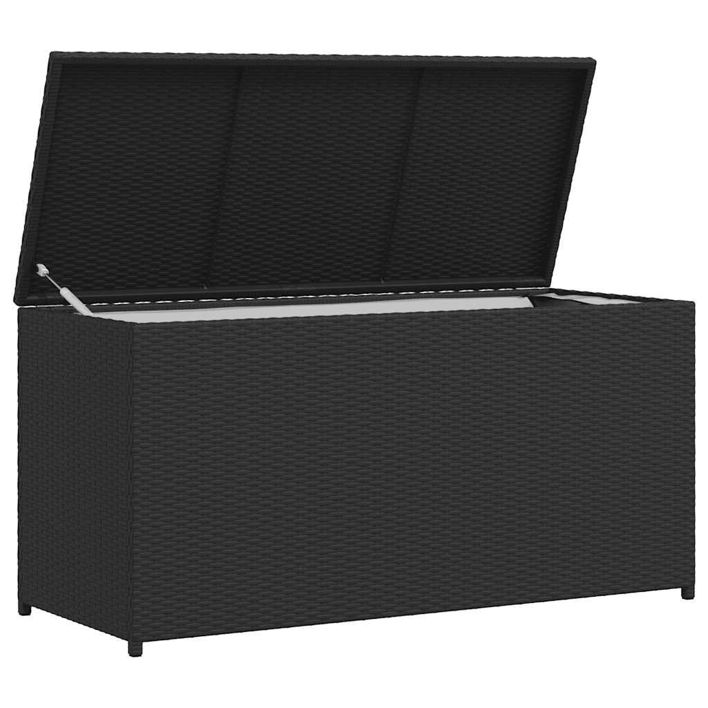 Havepudekasse Sort 120x50x60 cm Polyrattan