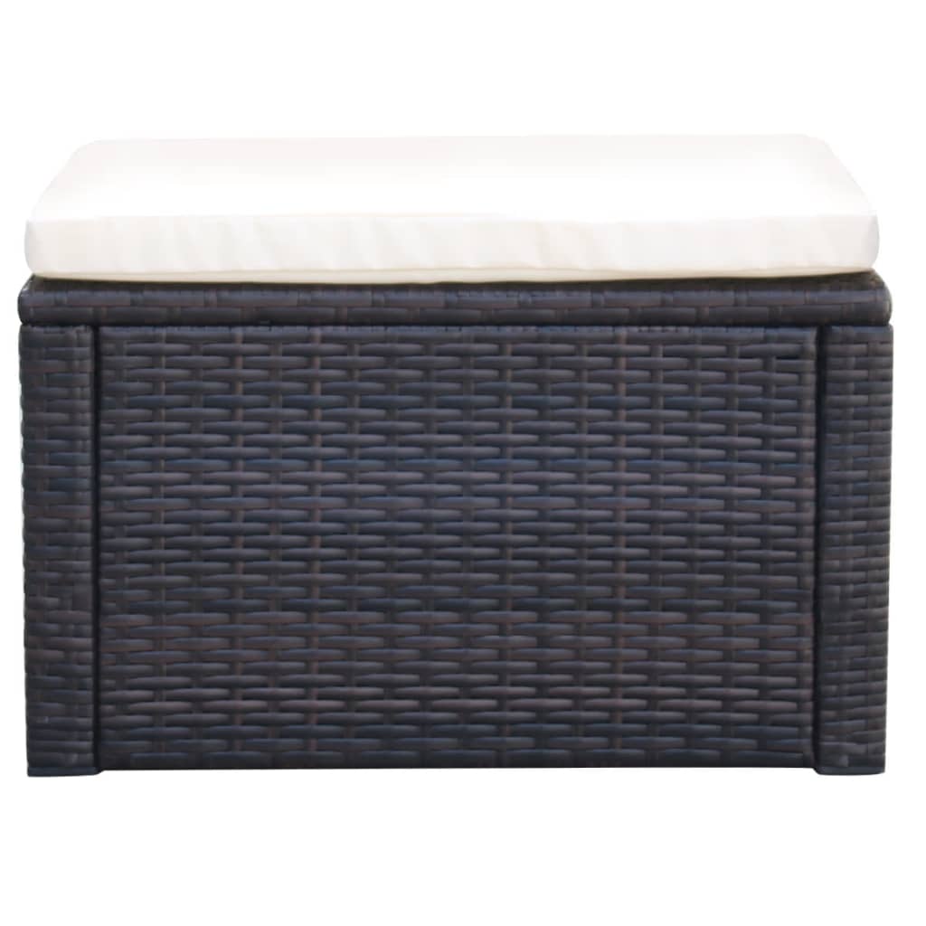 Taburet med Pude Poly Rattan 53×53×30 cm Brun