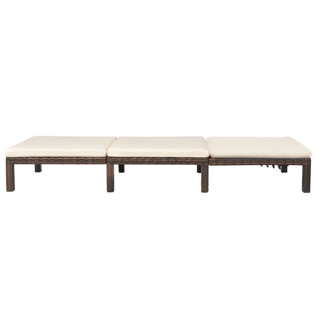 Solseng med pude polyrattan brun