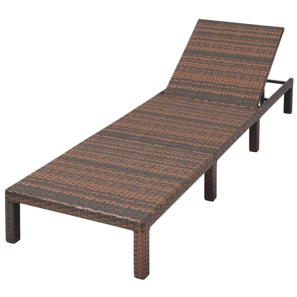 Solseng med pude polyrattan brun
