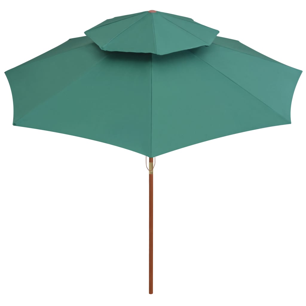 Parasol med ventilation 270x270 cm træstang grøn