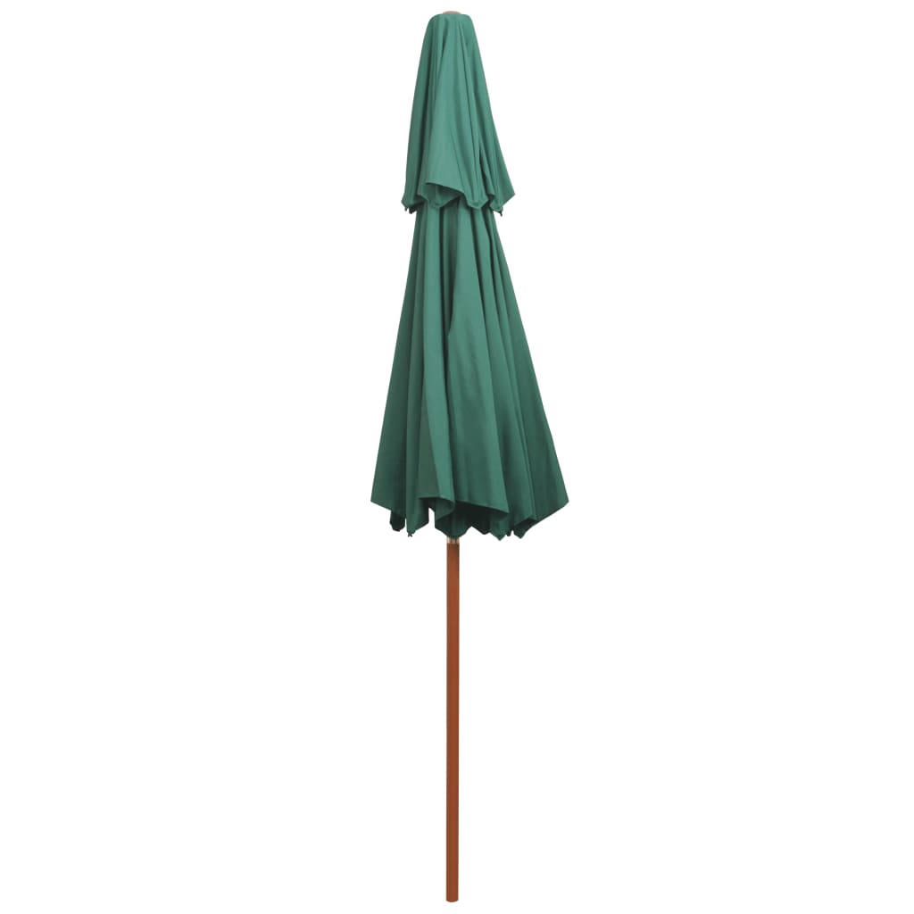 Parasol med ventilation 270x270 cm træstang grøn