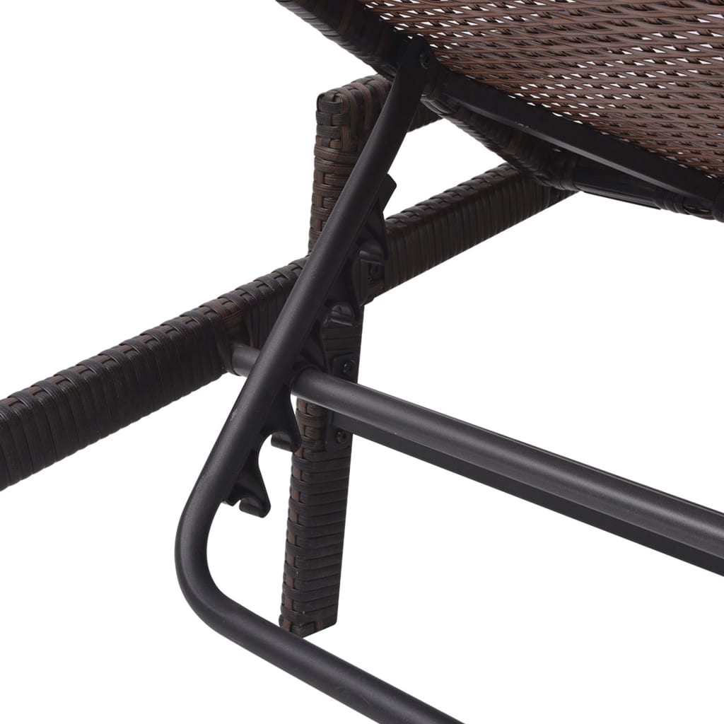 Solseng med pude polyrattan brun
