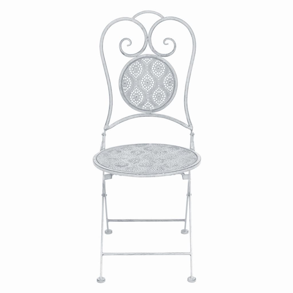 3-tlg. Bistro-Set Stahl Grau-Weiß