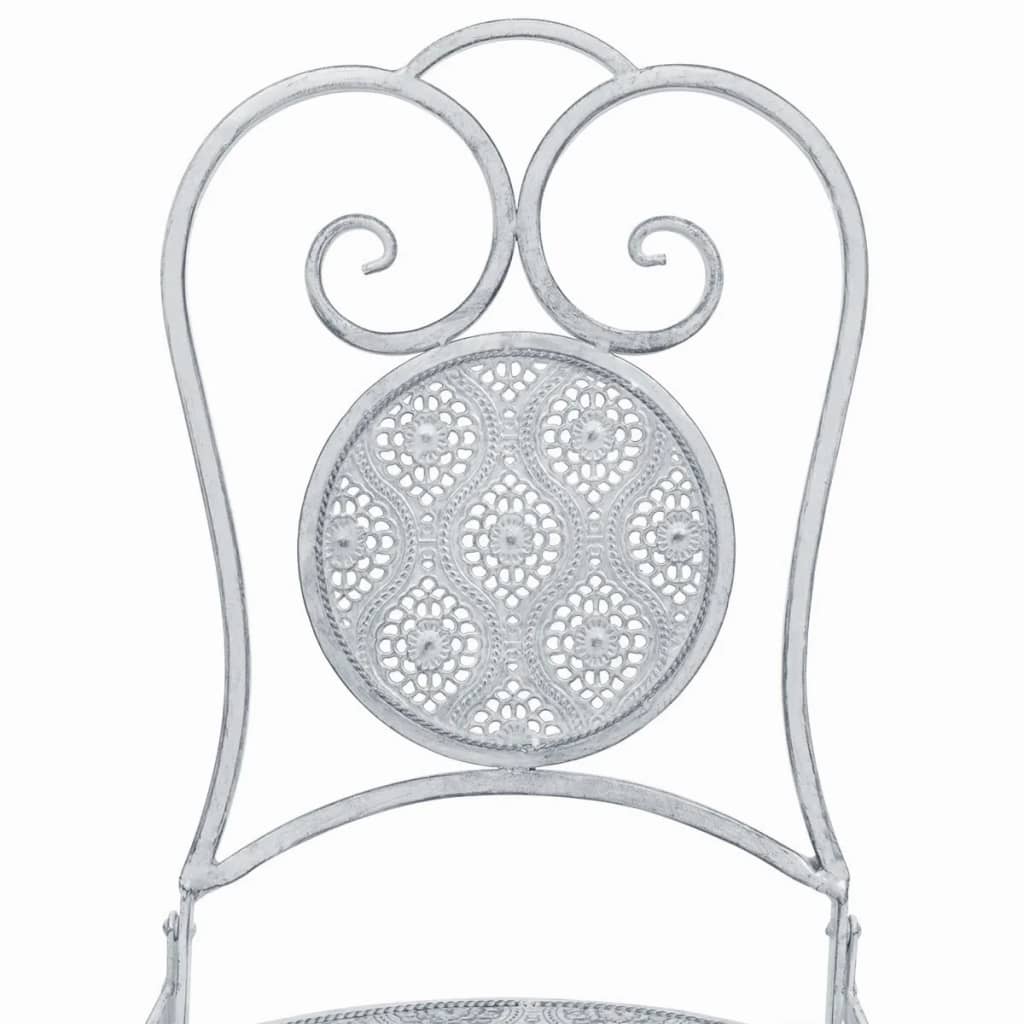 3-tlg. Bistro-Set Stahl Grau-Weiß