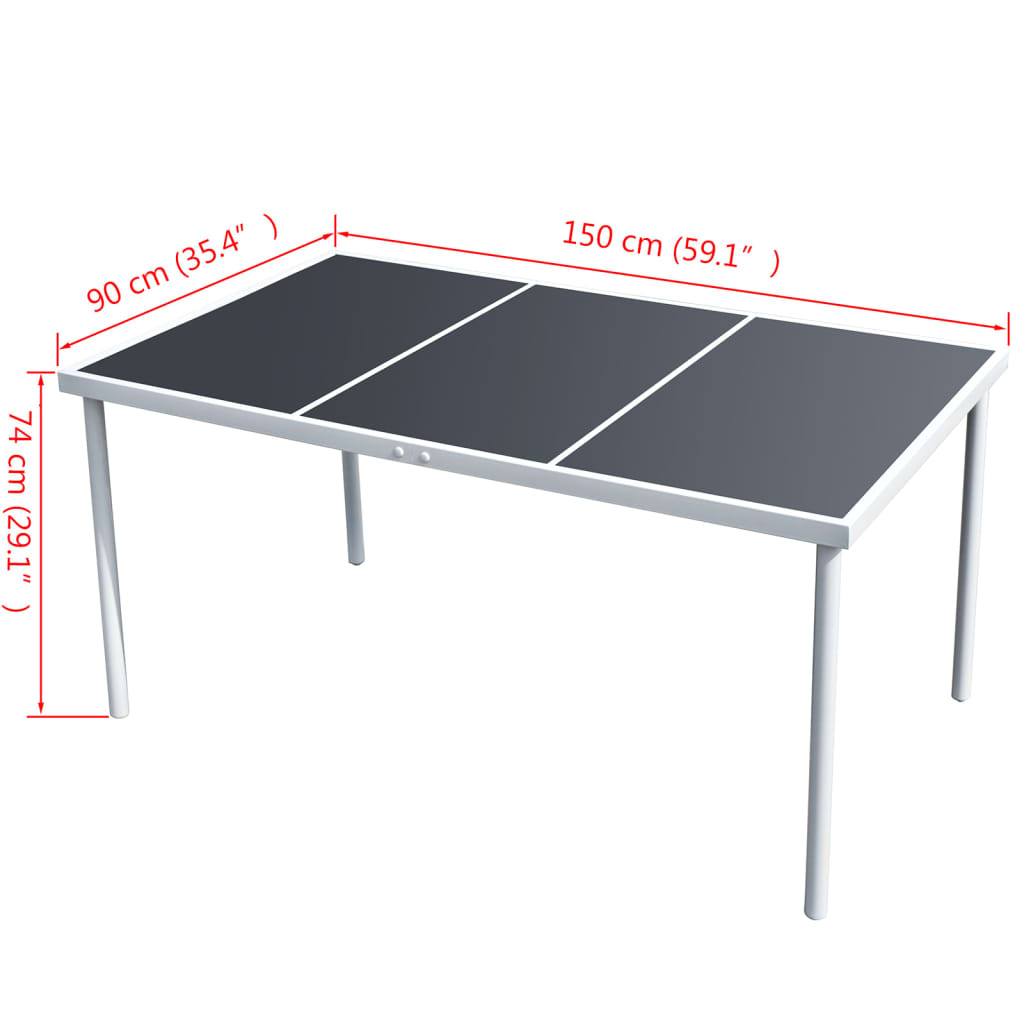 Gartentisch 150x90x74 cm Schwarz Stahl