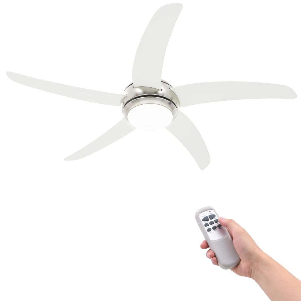 Dekorativ Loftsventilator med Lys 128 cm Hvid