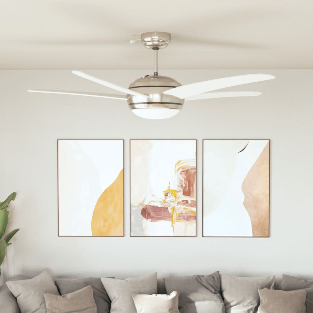 Dekorativ Loftsventilator med Lys 128 cm Hvid