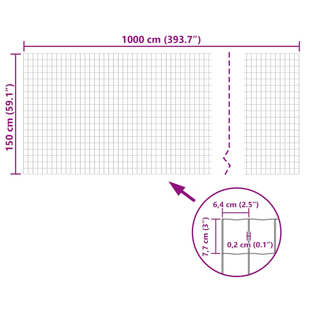 Eurozaun Stahl 10 x 1,5 m Grau