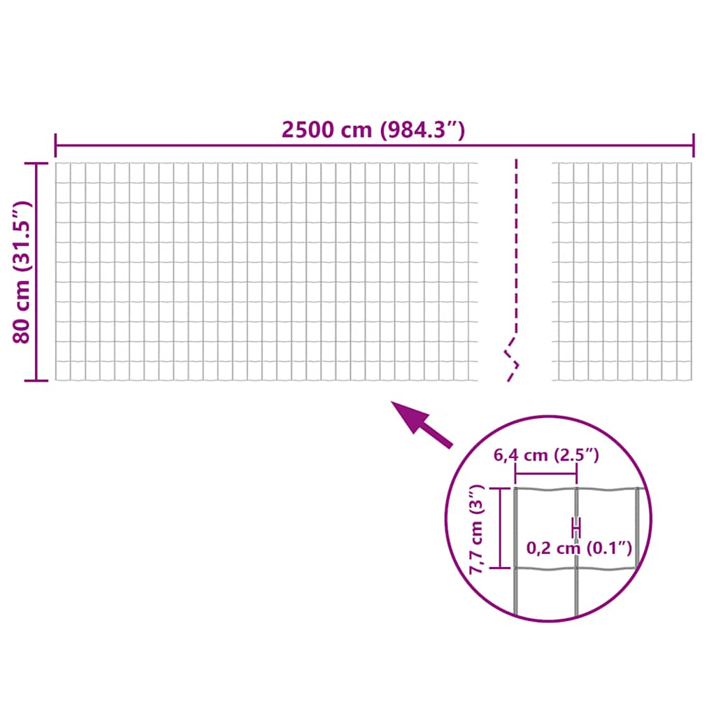 Eurozaun Stahl 25 x 0,8 m Grau