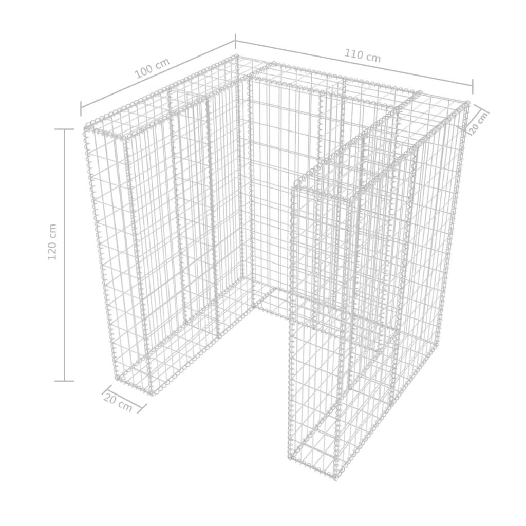 Gabion skraldespandsbeklædning til 1 ton stål 110x100x120cm