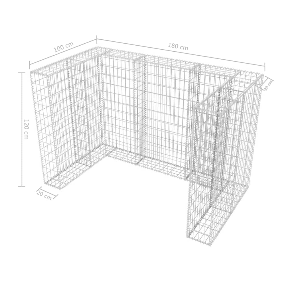 Gabion skraldespandsbeklædning til 2 tons stål 180x100x120cm