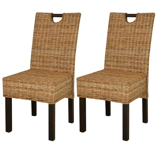 Esszimmerstuhl 2 Stk. Kubu-Rattan Mangoholz