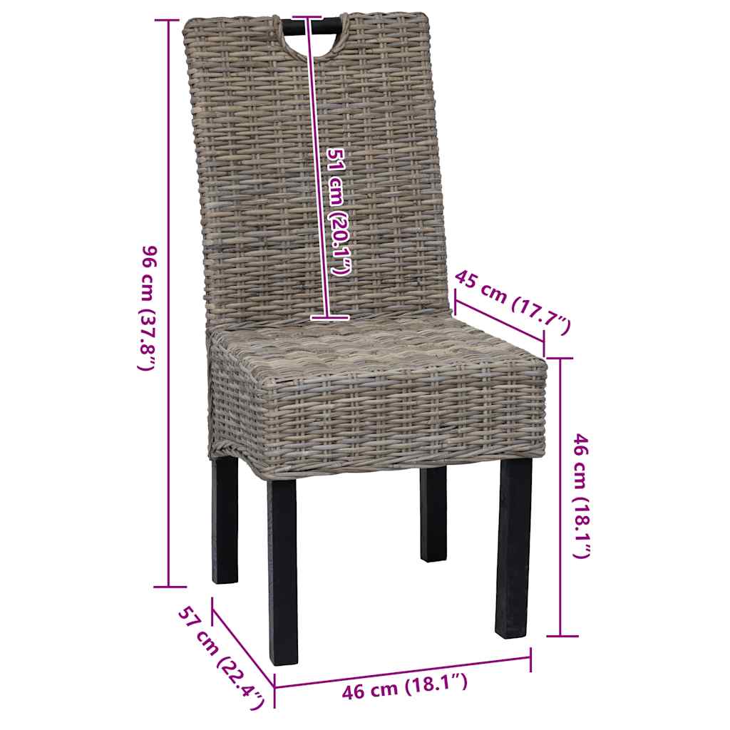 Esszimmerstuhl 2 Stk. Kubu-Rattan Mangoholz