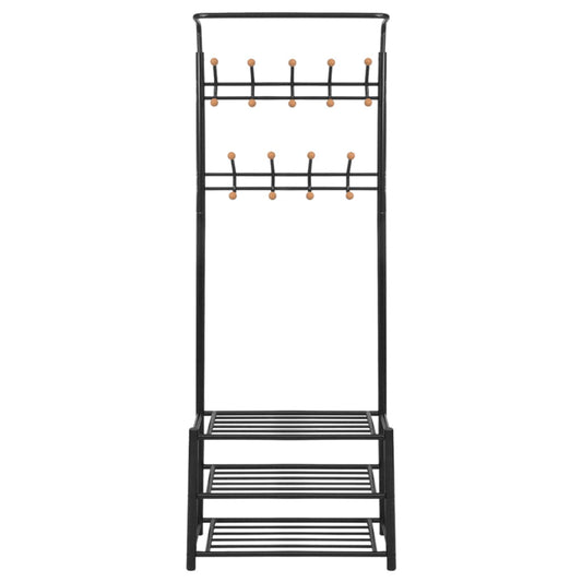 Garderobe mit Schuhablage 68×32×182,5 cm Schwarz