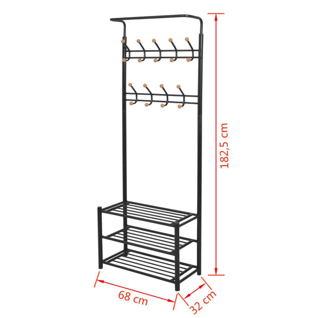 Garderobe mit Schuhablage 68×32×182,5 cm Schwarz