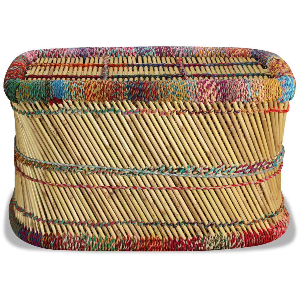 Couchtisch Bambus mit Chindi-Details Mehrfarbig