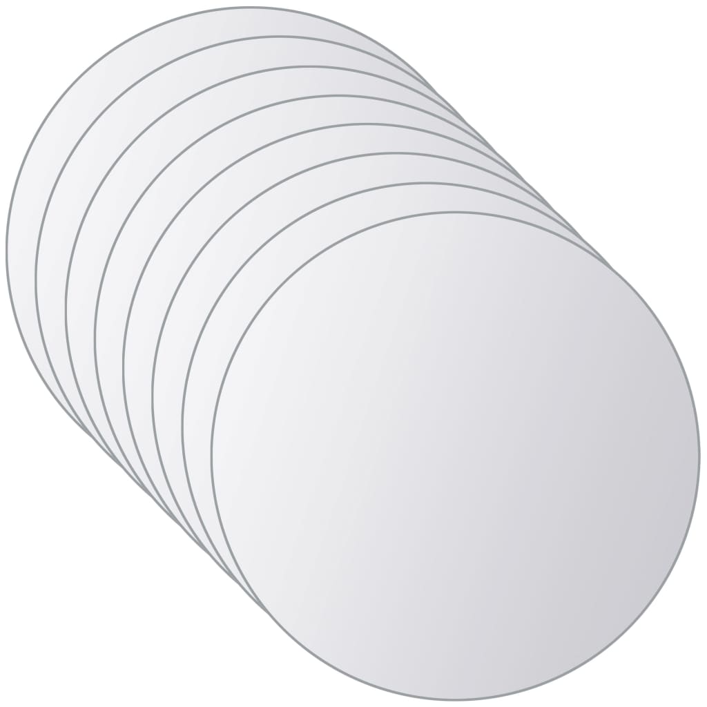 8-tlg. Spiegelfliesen-Set Rund Glas