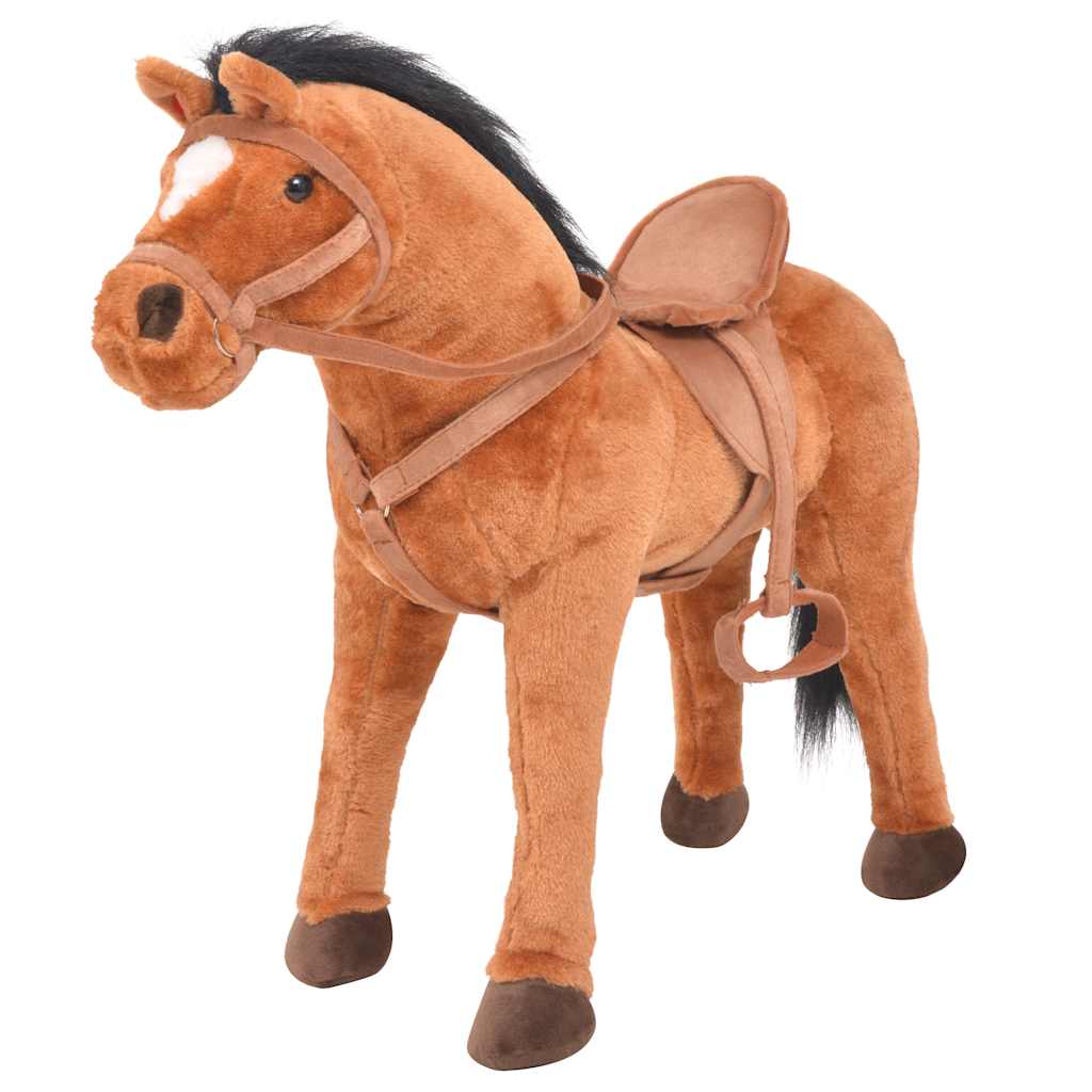 Plüschtier Pferd Stehend Plüsch Braun