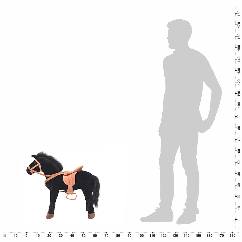 Plüschtier Pferd Stehend Plüsch Schwarz