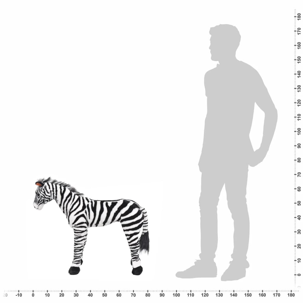 Plüschtier Zebra Stehend Plüsch Schwarz und Weiß XXL