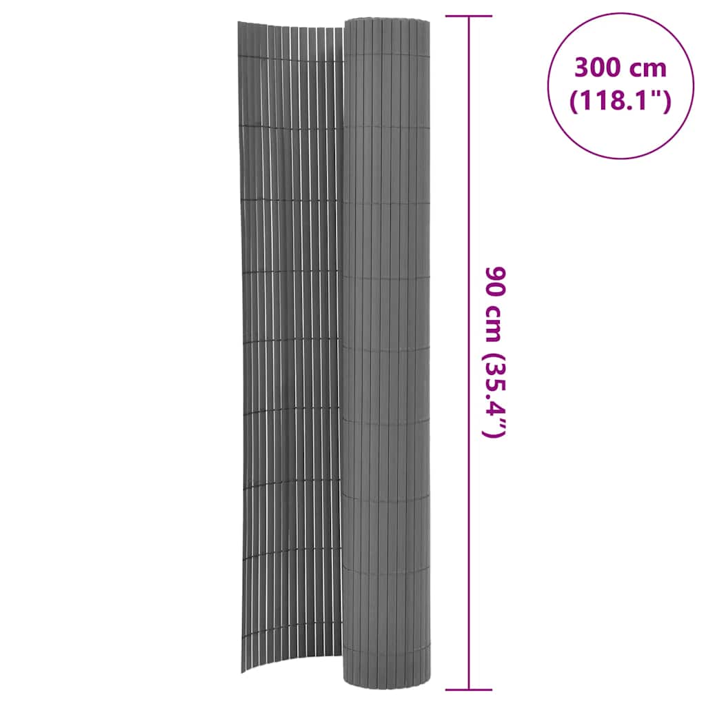 Havehegn Dobbeltsidet PVC 90 x 300 cm Grå