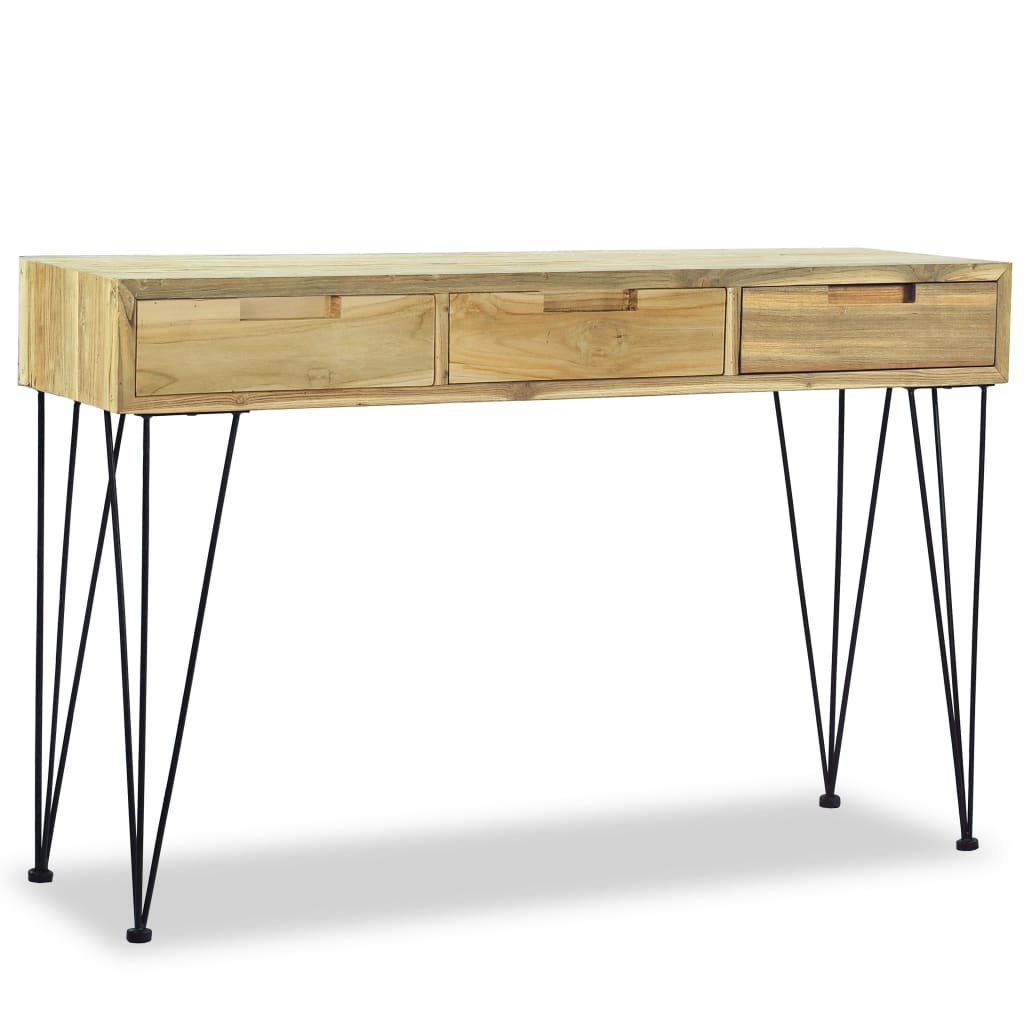 Konsolbord 120 x 35 x 76 cm massiv teaktræ