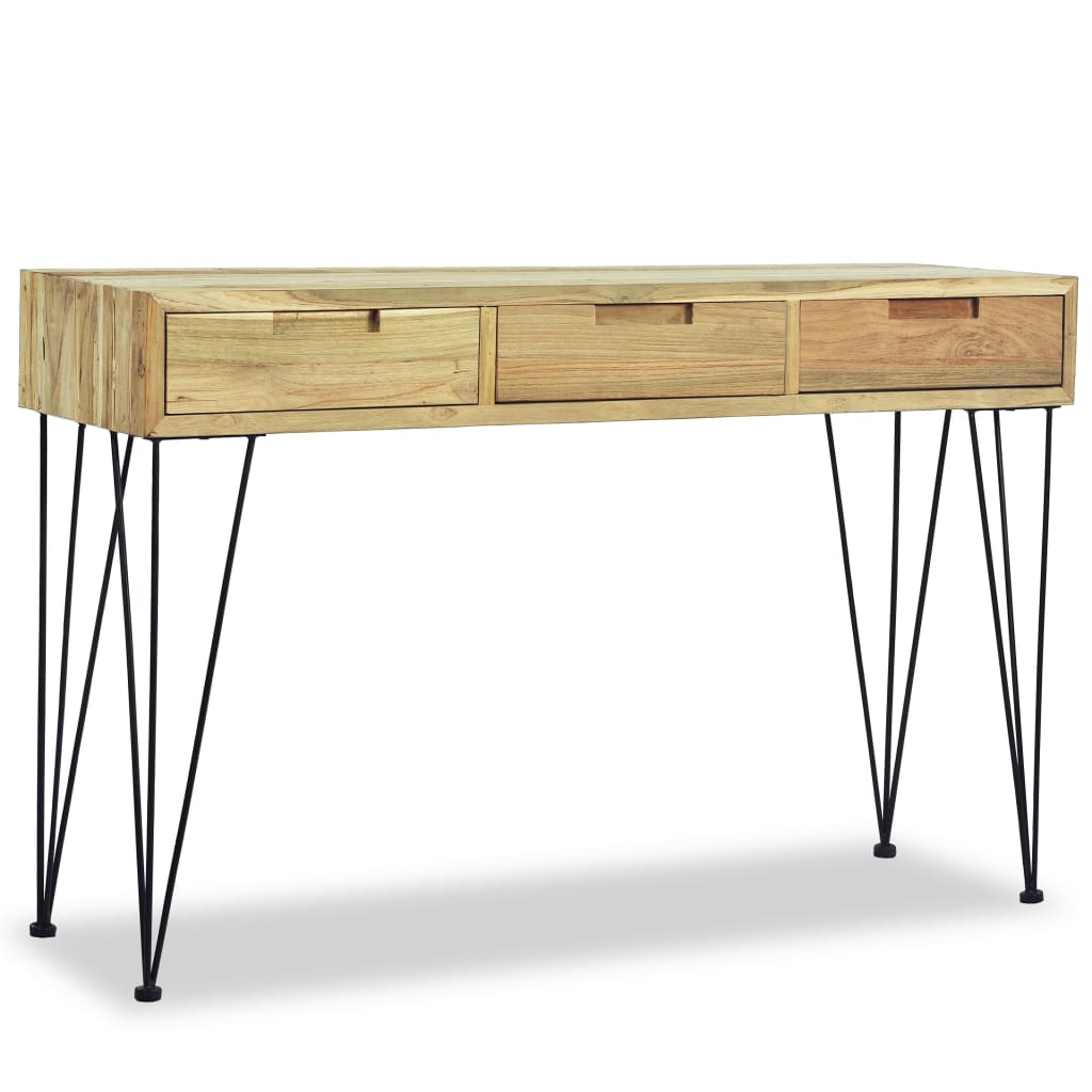 Konsolbord 120 x 35 x 76 cm massiv teaktræ