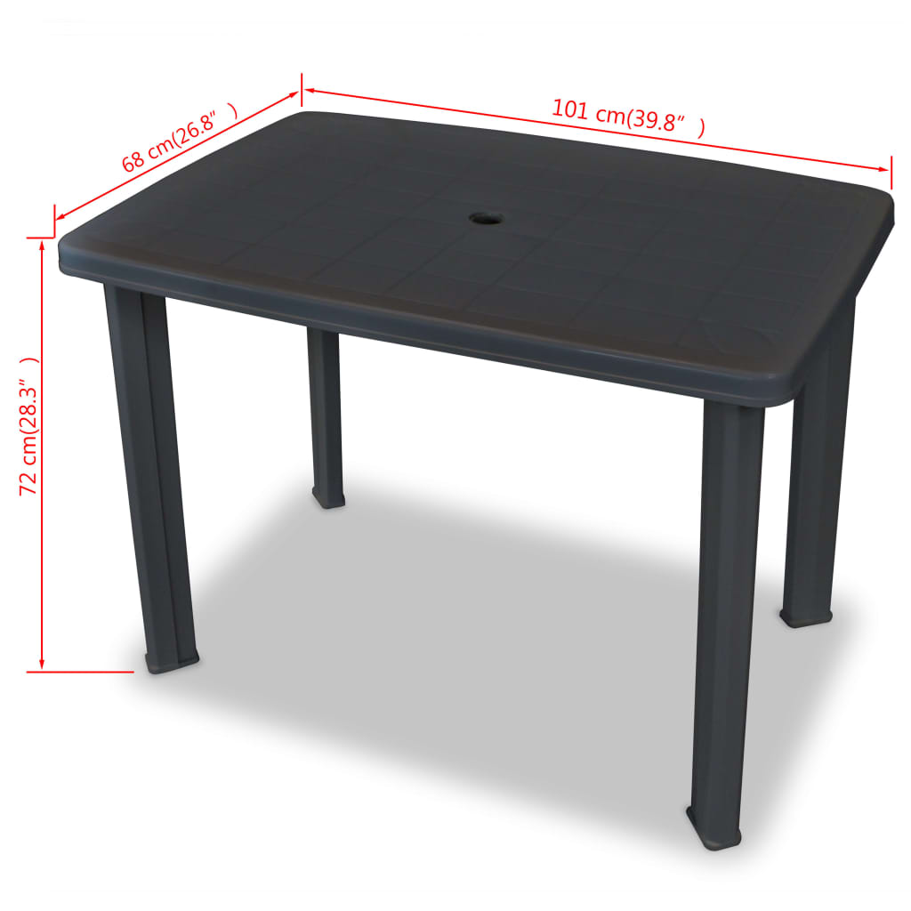 Gartentisch Anthrazit 101x68x72 cm Kunststoff