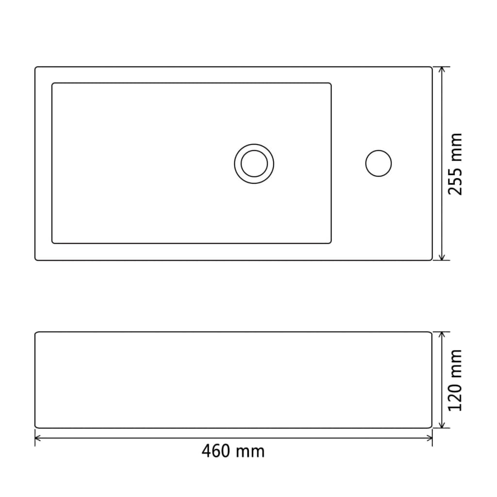 Håndvask Rektangulær + Hanehul Keramik Sort 46x25,5x12 cm