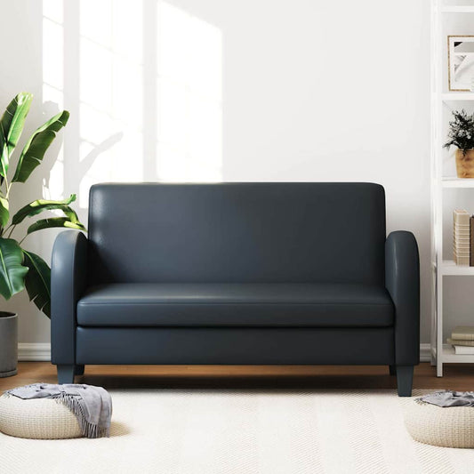 Sofa 2-Sitzer Kunstleder Schwarz