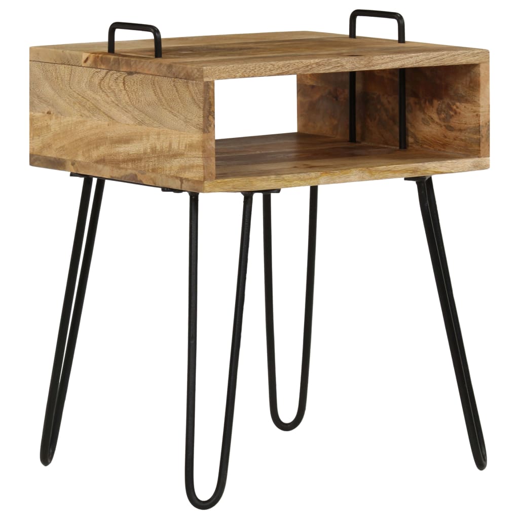 Sengebord massiv træ mango 40×34×47 cm
