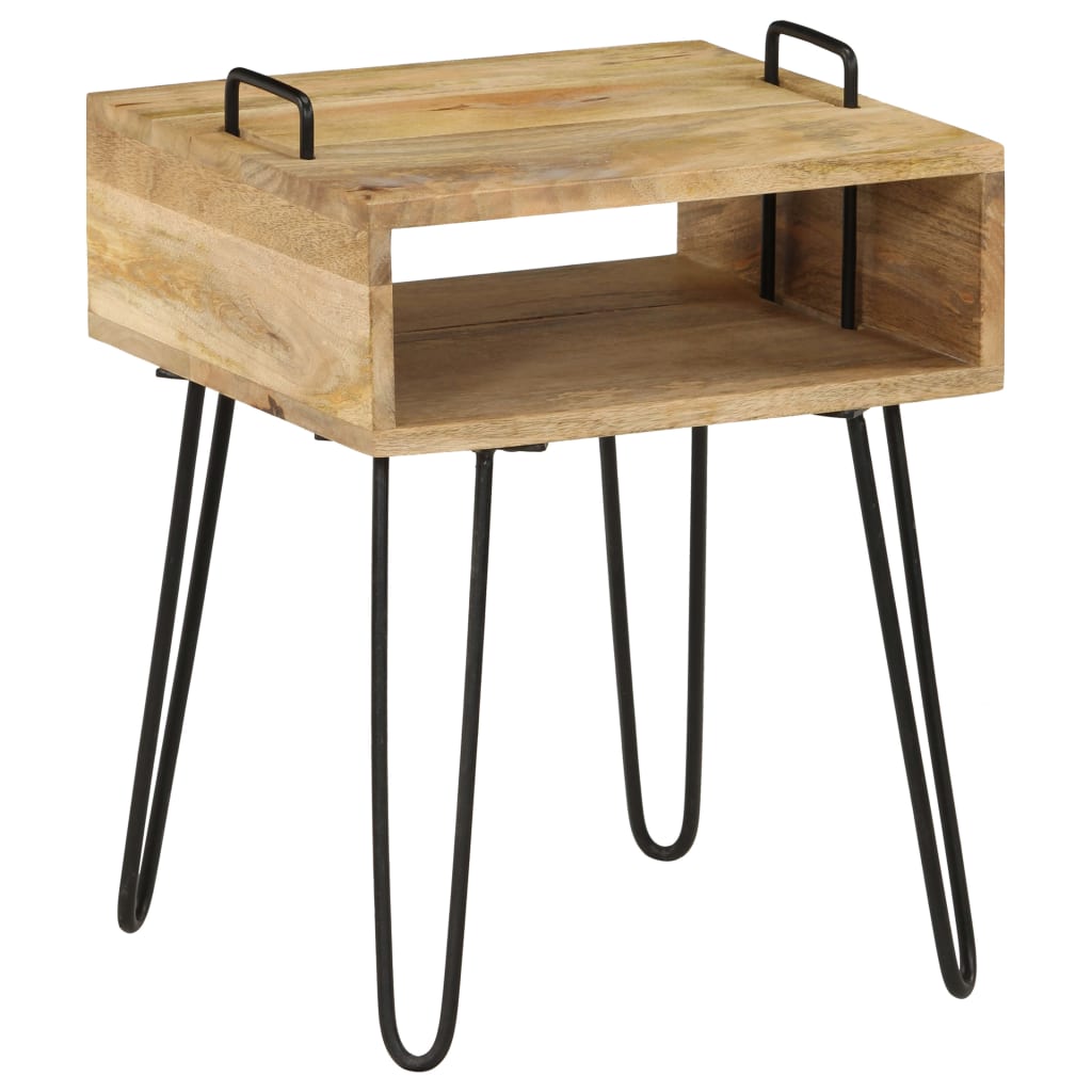 Sengebord massiv træ mango 40×34×47 cm