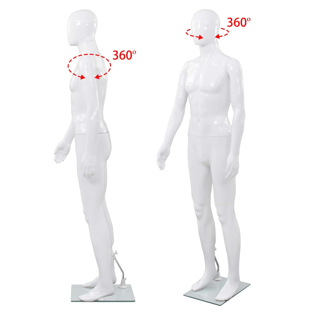 Mannequin med glasbund Hvid 185 cm