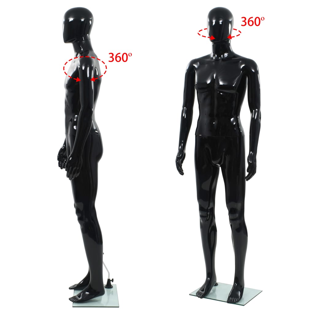 Mannequin med glasbund Sort 185 cm
