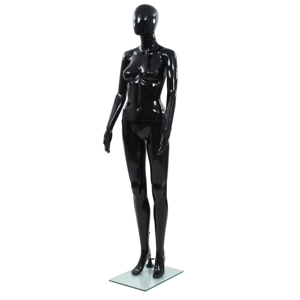 Damemannequin med glasbund Sort 175 cm