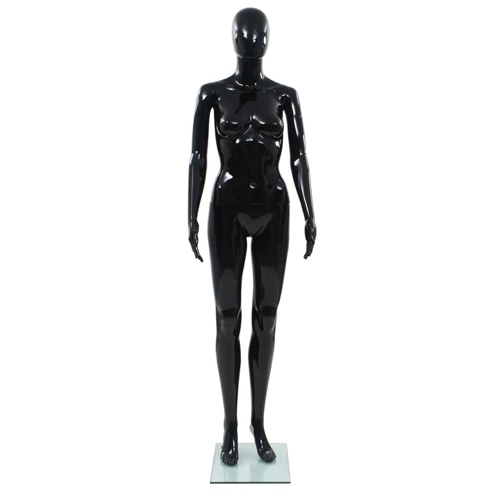 Damemannequin med glasbund Sort 175 cm