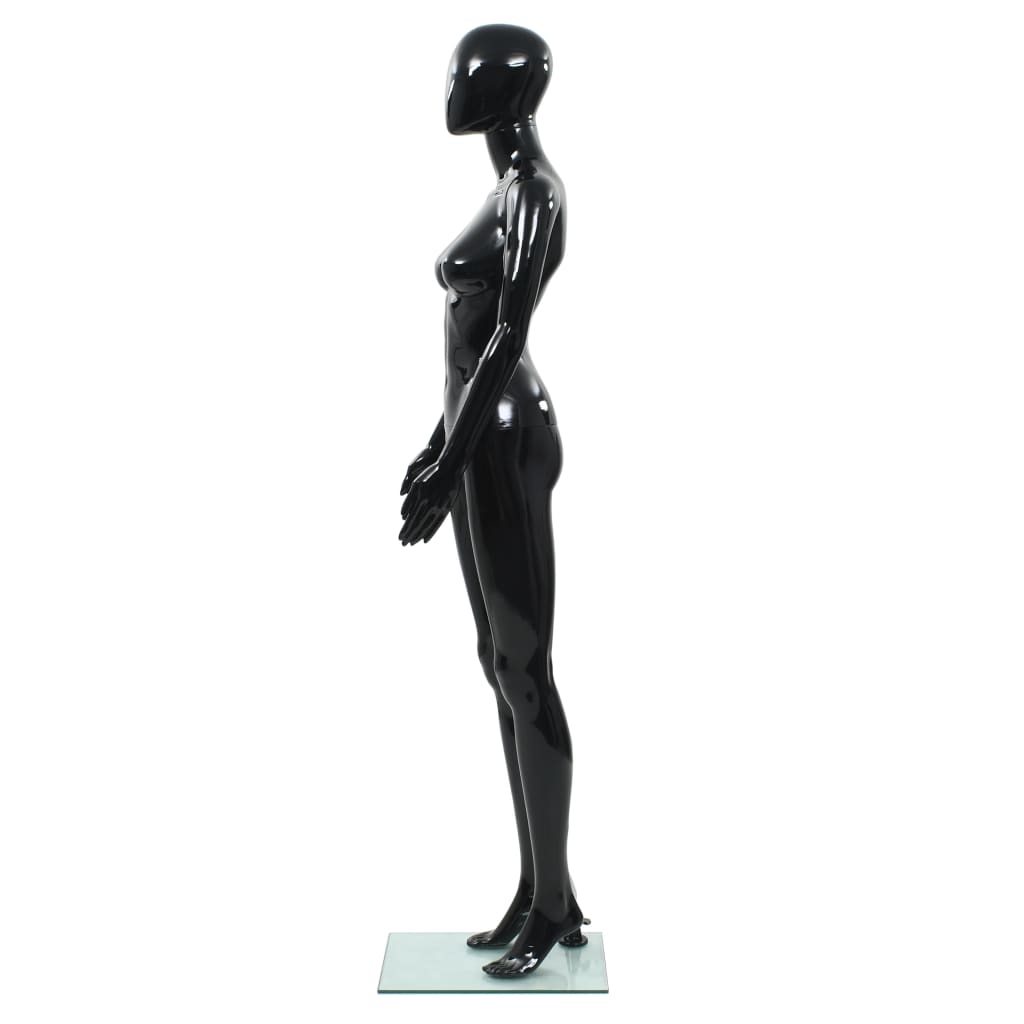 Damemannequin med glasbund Sort 175 cm
