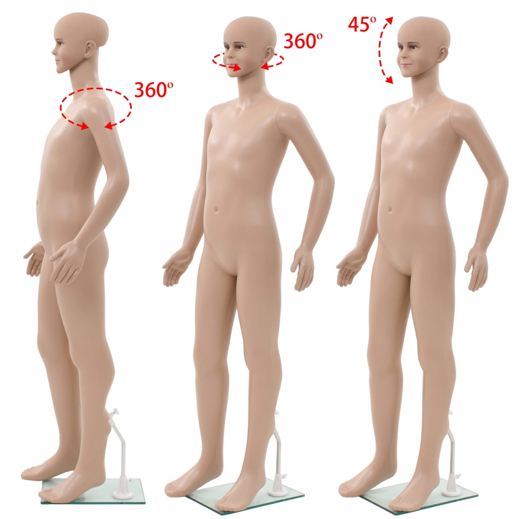 Full-body mannequin barn med glas base beige 180 cm