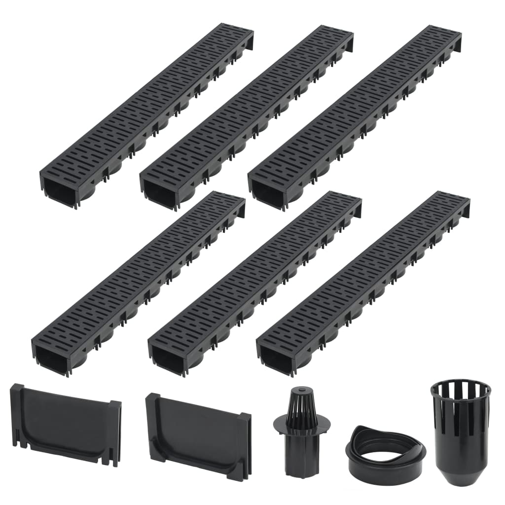 Afløbskanaler 6 stk. Plast 6 m