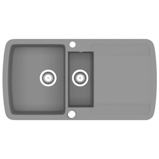 Granitspüle Doppelbecken Grau