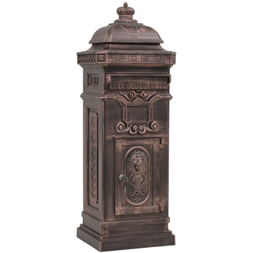 Søjlepostkasse Aluminium Vintage Style Rustfast Bronze